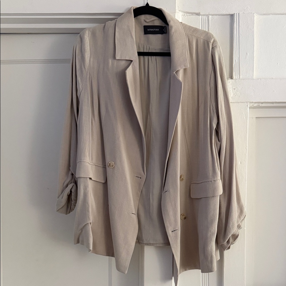 MINKPINK Women's Beige Blazer Jacket
